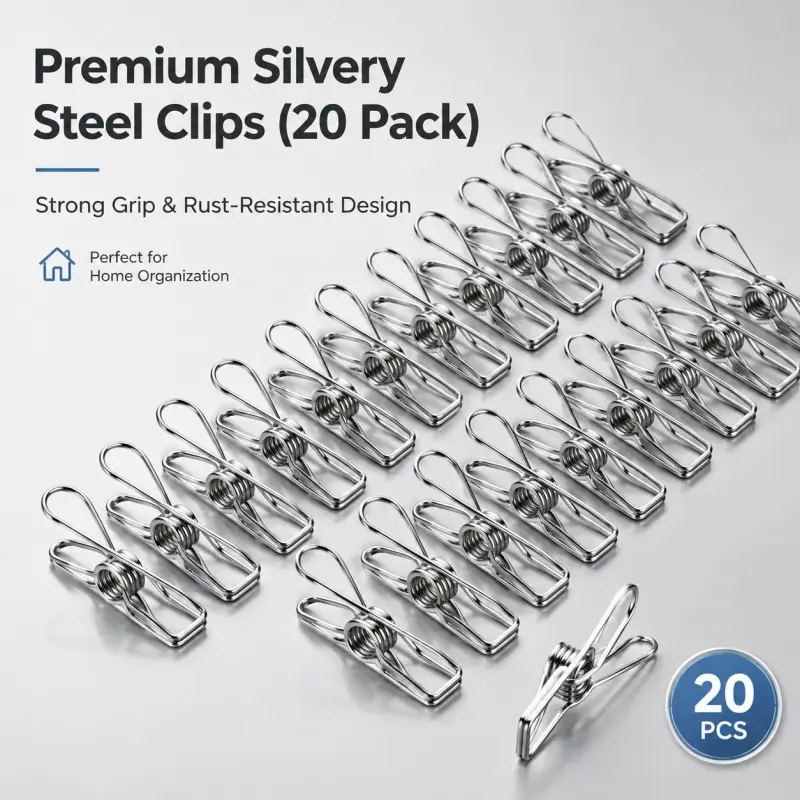 20-Pack Heavy Duty Stainless Steel Clips, Strong Grip & Long Lasting  Multipurpose Clamps for Clothes, Food Bags, Photos, Home & Kitchen Organization