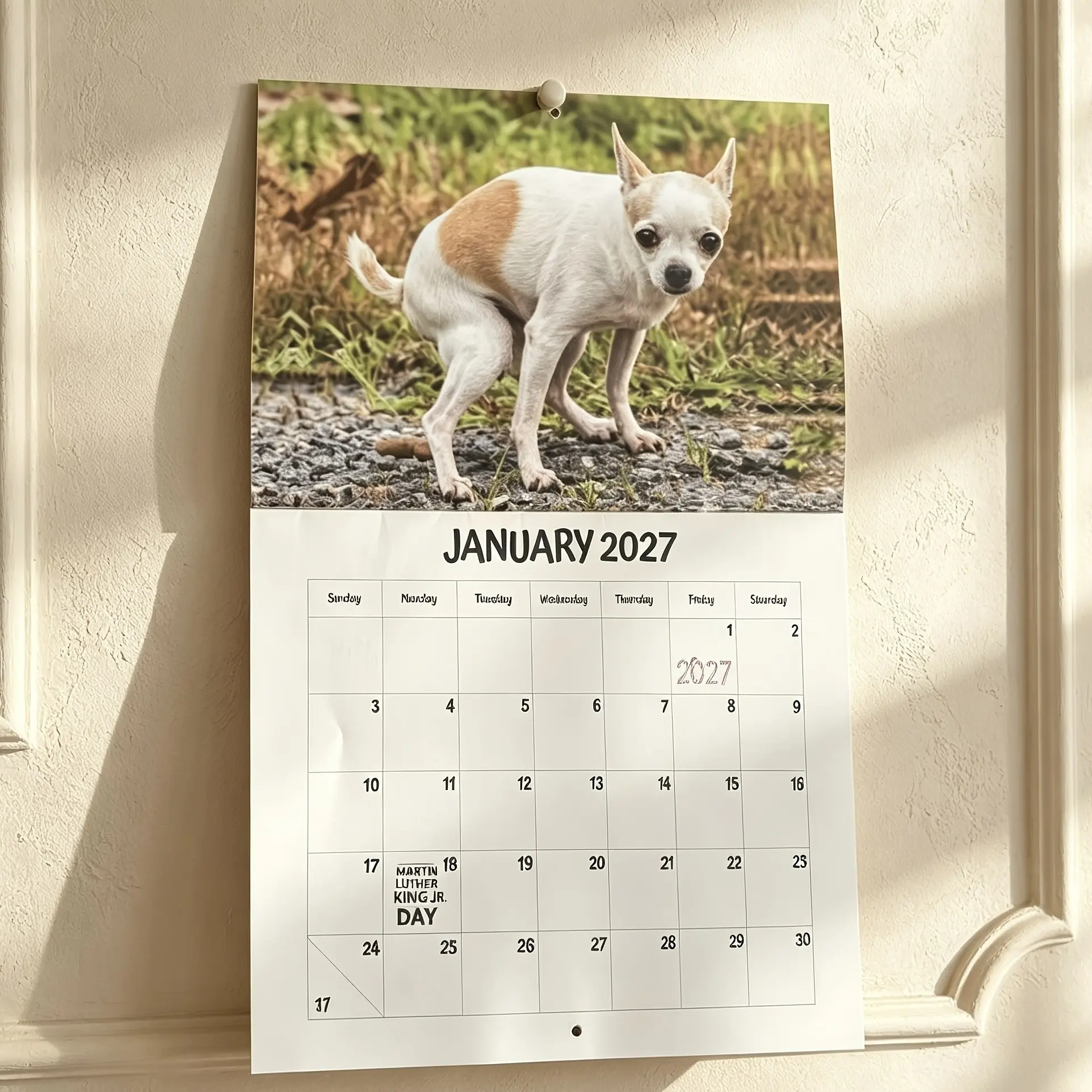Funny Dog Poop Scenery 2027 Wall Calendar, Humorous Pet Photography, Multi-Breed Collection, December Wall Calendar, Creative Gift for Dog Lovers