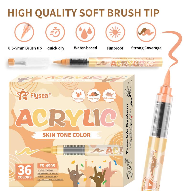 Skin Tones Art Markers,12/24/36 Color Soft Brush Tip Acrylic Paint Pens Quick-Drying Waterproof Acrylic Paint Markers for Illustration Sketching, Wood,Glass,Fabric,Rocks Painting, Wide Color Selection, Acrylic Drawing Markers Skin Tones Art Markers,12/24/36 Color Soft Brush Tip Acrylic Paint Pens Quick-Drying Waterproof Acrylic Paint Markers for Illustration Sketching, Wood,Glass,Fabric,Rocks Painting, Wide Color Selection, Acrylic Drawing Markers