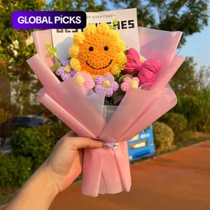 Handmade Knitted Sunflower Bouquet, Cute Crochet Artificial Flower Bouquet for Home or Office Decor, Birthday Gift, Decorative Bouquet, Artificial Flower Decorations #GLOBAL PICKS