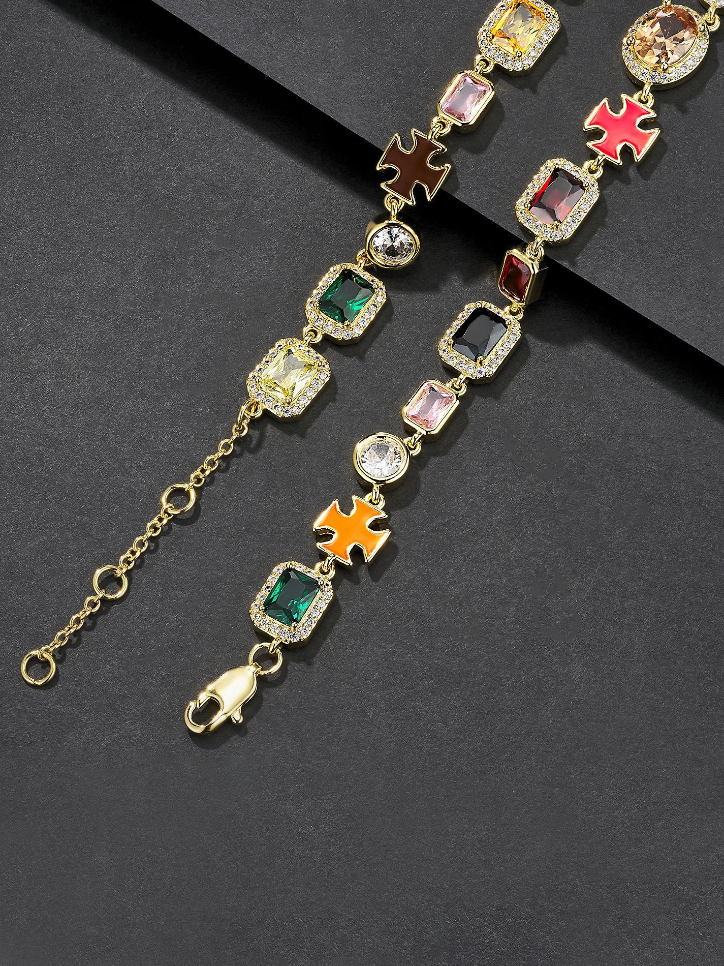 Colorful Faux Crystal Zirconia Necklace, Rhinestones Pendant Necklace, Zirconia Pendant, Light Luxury Holiday Gift for Others, Jewelry Accessories for Women & Girls