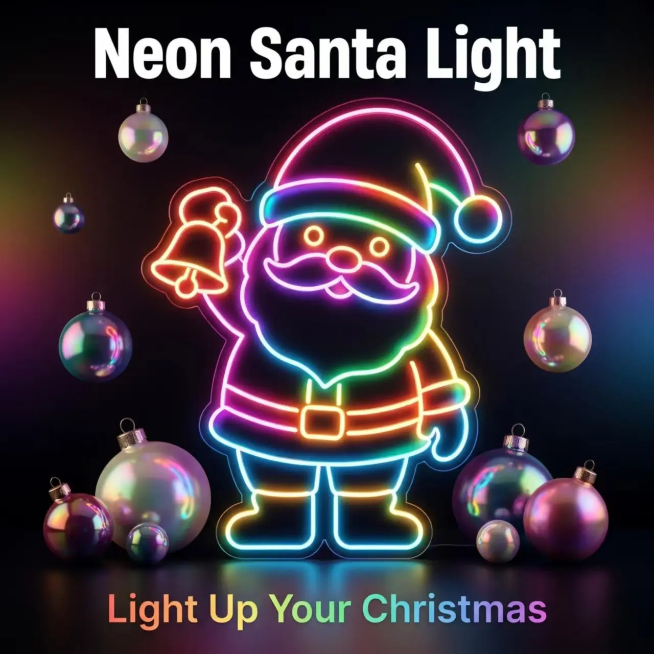 Rainbow Santa Claus Shaped Neon Sign, Color LED Christmas Wall Neon Light, Indoor Decor for Bedroom Bar Xmas Party Home Atmosphere & Gift, Decorative Lights