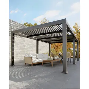 All-Aluminum Louvered Pergola – Adjustable Roof, Reinforced Frame, Integrated Drainage, Modern Hardtop Gazebo – Easy Installation, Weatherproof Outdoor Patio & Deck Shelter