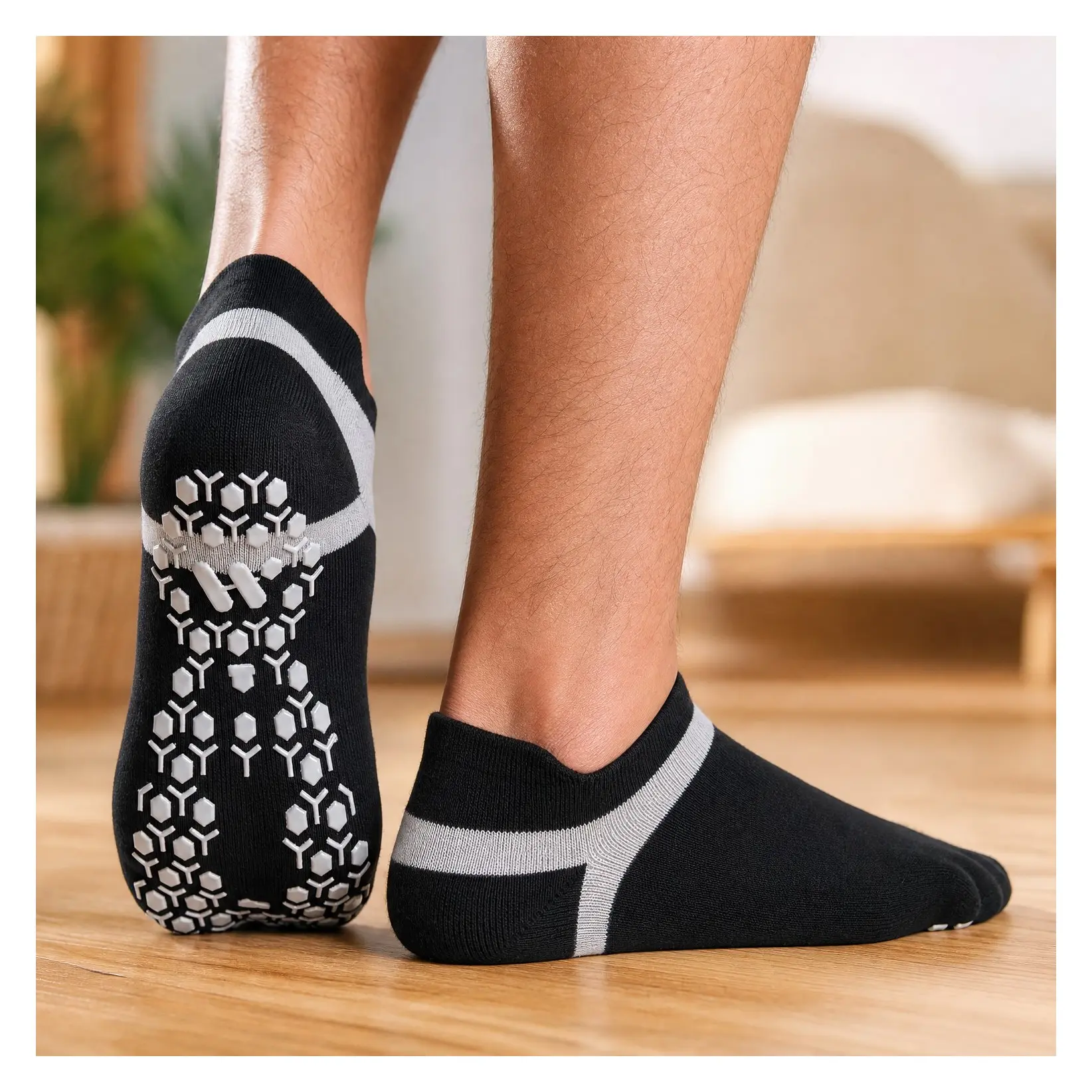 Men's Non-Slip Yoga & Pilates Socks with Grips, Slipper SocksGift
