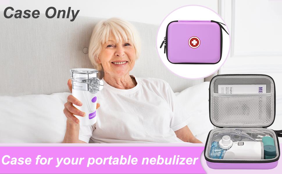 Carrying Case for Portable Nebulizer, Travel Medical Bag, Hard Emergency Medical Bag for Inhaler Spacer Case for Adults(Bag Only) (Purple)