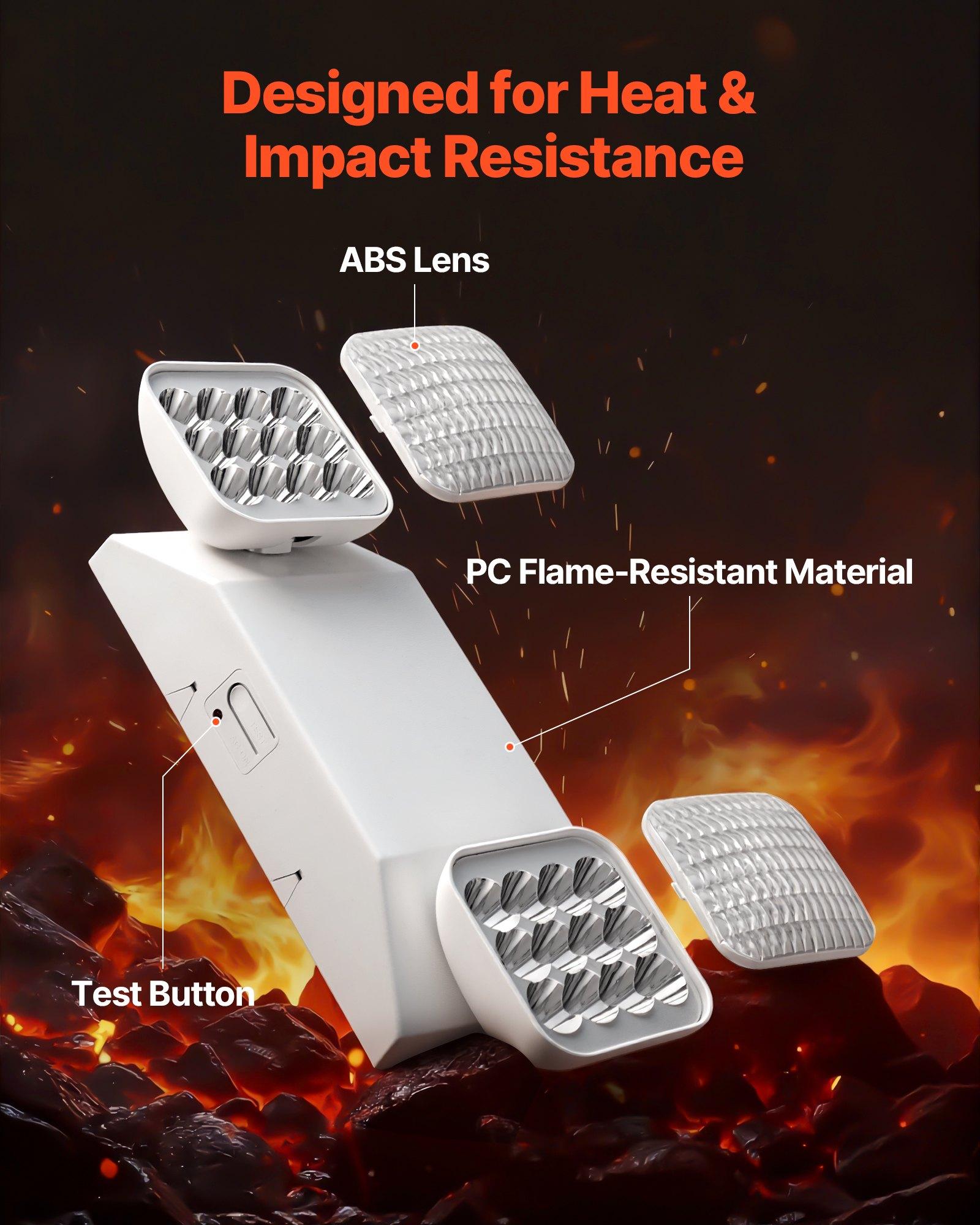 VEVOR 12 Pack Emergency Lights for Business, with Battery Backup, Commercial LED Emergency Exit Lighting Fixtures, AC 120/277V, with Two Square Head Adjustable, 90-Minute Backup, for Business, White