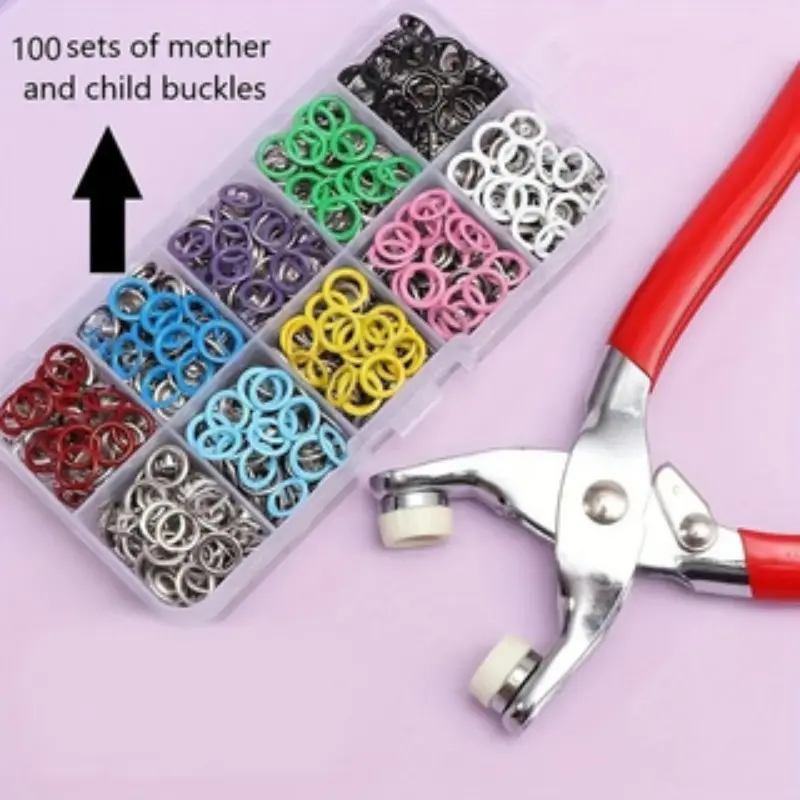 Colorful Mixed Child Buckles Snap Fastener Installation Tool Kit, Sewing-Free Clothing Blanket Fixer, Easy-To-Use Durable Snap Buttons Set, Sewing Accessories And Supplies