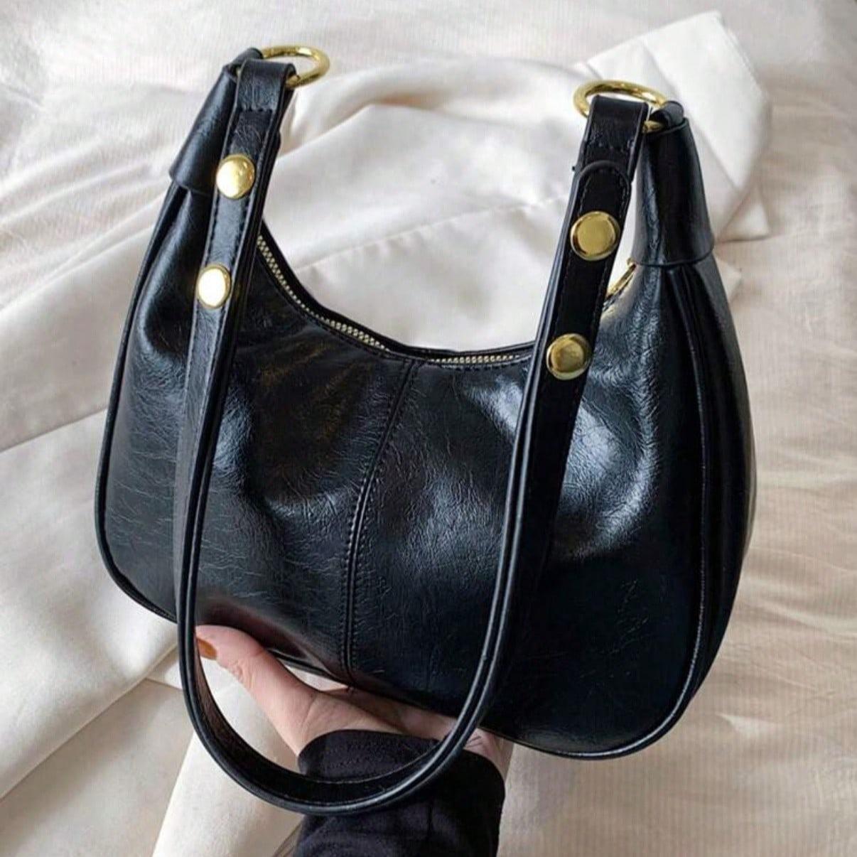 Ladies' Single Shoulder Crescent Bag, Leisure Travel Bag, Travel Essentials Solid Color PU Waterproof Shoulderbag With Quilted Design Minimalist Large Capacity  Handbag Crossbody Bag Woman Suitable for Travel Shopping, Commuting