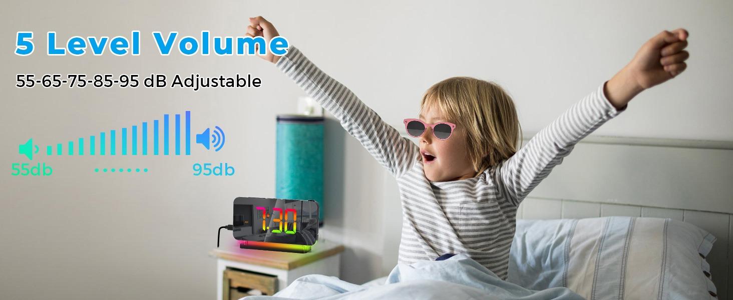 STANDARD GOODS 3C9--MPP024 Projection Alarm Clock, 7.4 in Digital Mirror Clocks,with 180° Rotatable Projector, RGB Night Light,USB C Charger Port, Auto Dimmer, LED Desk Clock for Bedroom - Black STANDARD GOODS 3C9--MPP024 Projection Alarm Clock, 7.4 in Digital Mirror Clocks,with 180° Rotatable Projector, RGB Night Light,USB C Charger Port, Auto Dimmer, LED Desk Clock for Bedroom - Black