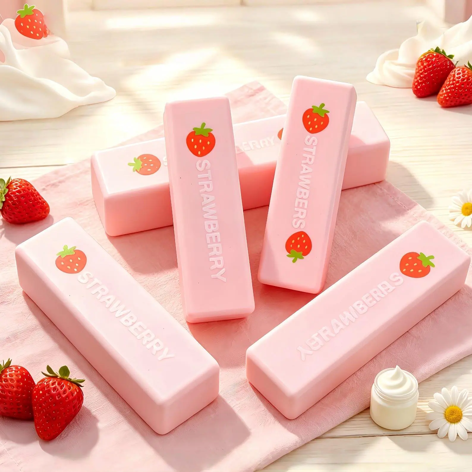 Strawberry Milk Bar Squishy - BPA-Free, Latex-Free Unisex Desktop Stress Relief Item, Anxiety Reliever for 12 Years Above, Gift for Friends into Fantasy & Sci-Fi/Anime & Manga