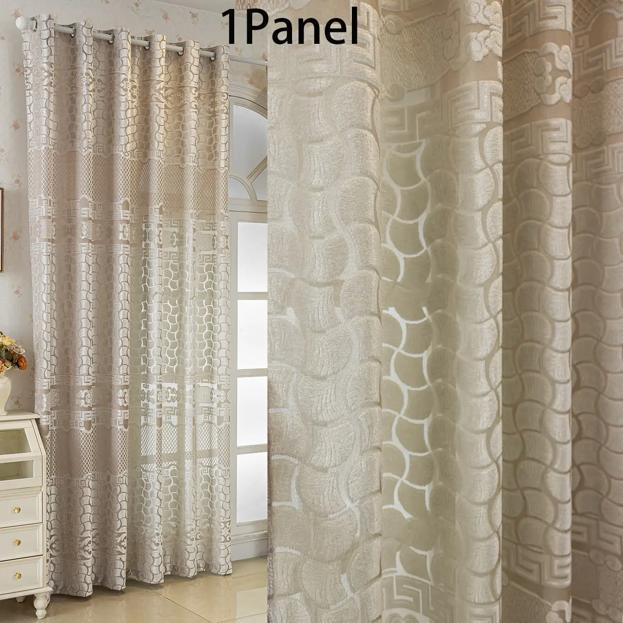 Elegant European Style Semi-Transparent Curtain, Top Ring Suspension Design, Ideal for Living Room, Bedroom, Balcony, Floor-To-Ceiling Windows