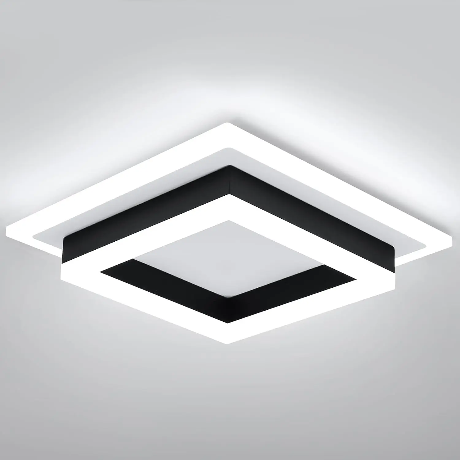 32W Modern LED Ceiling Light, Small Flush Mount Light Fixture, 6500K Cold White Ceiling Lamp, Square Hallway Lighting Fixtures for Living Room Bedroom Bathroom Kitchen (White, Cold White)