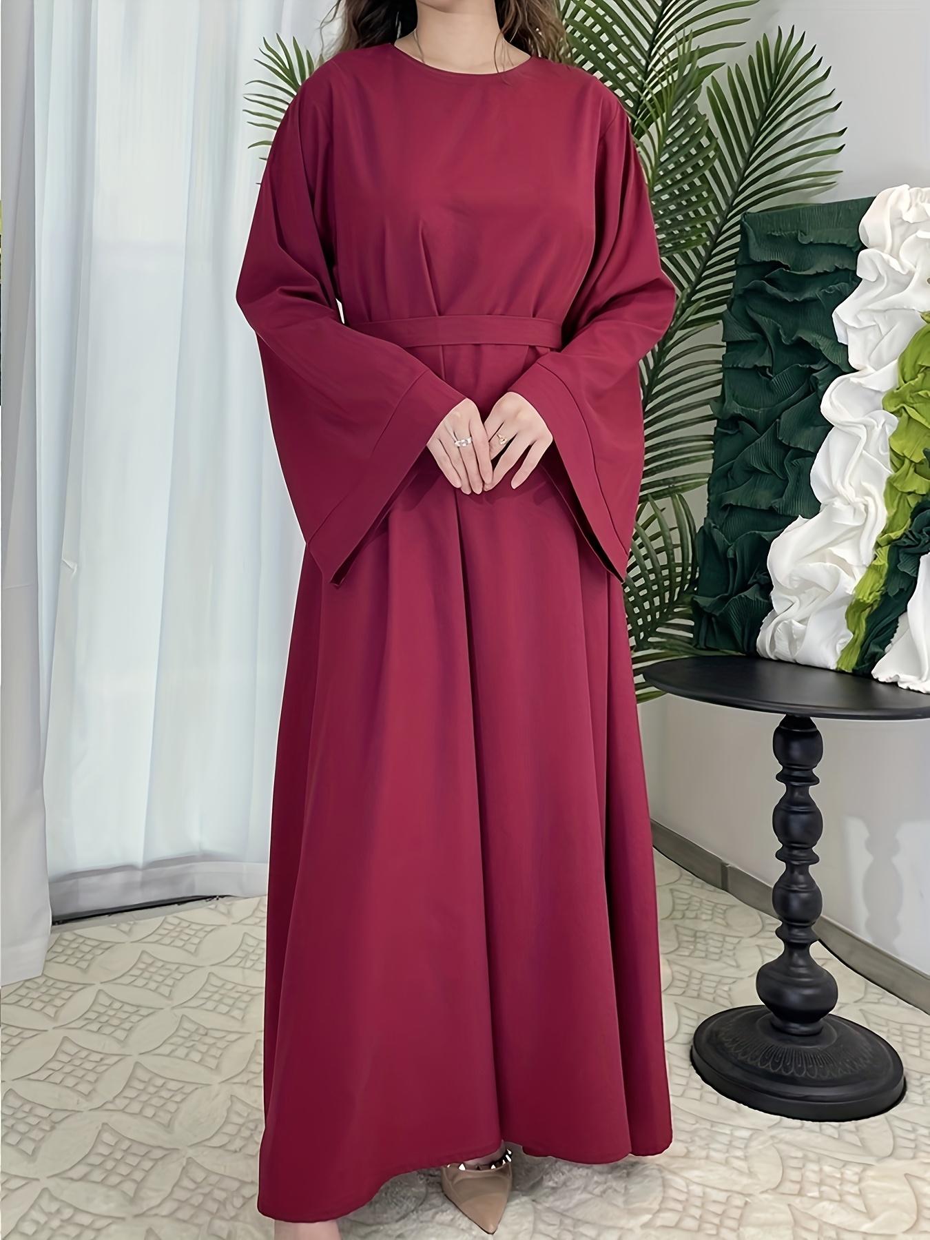 [Middle Eastern Loose Fit Dress] Elegant Green Arabic Women's Muslim Robe |   Middle Eastern Flared Sleeve Long Dress |   Loose Fit All-Season Versatile Home Festival Traditional Attire