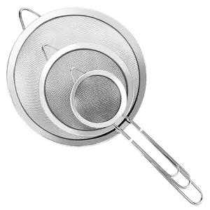 3 Pcs Super Wire Extra Fine Mesh Strainer with Handle, Small Medium Large Size Sifter Metal, Stainless Steel Sieve Strainers for Kitchen Rice Juice Quinoa Food Flour Baking