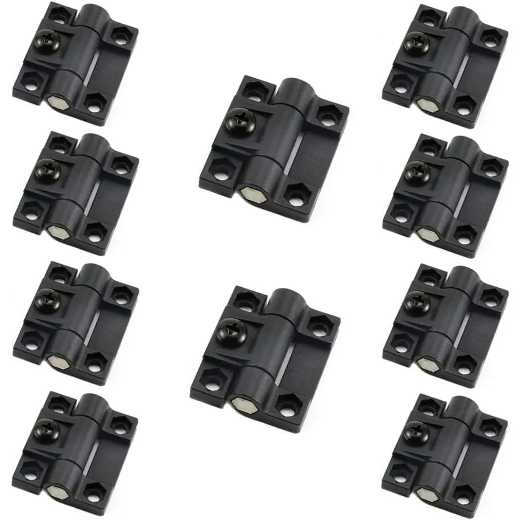 10PCS Adjustable Torque Hinge 43mmx36mm Black Plastic 4 Countersunk Holes Position Control Door Hinges