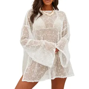 Sexy Crochet Sheer Kaftan Caftan Beach Dress Bathing Suit Swim Coverup Summer Vacation Outfits One PieceGift.