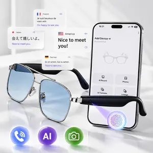 Travel Smart Glasses for Effortless Communication, Real-Time AI Translation in 130+ Languages, Open-Ear Bone Conduction Audio, Ideal for International Trips