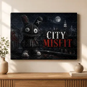 City Misfit Wall Art, Urban Street Rabbit Poster, Dark Aesthetic Canvas Decor, Modern Bedroom & Living Room Wall Art, Teen Room & Office Decor, Gaming Room Poster,wall decor,poster.