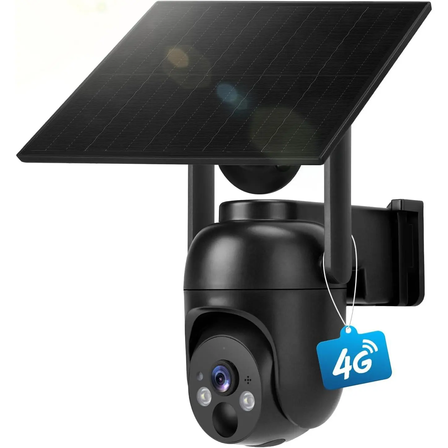 4G LTE Cellular Security Cameras Solar Powered No WiFi Security Camera Outdoor Wireless Built-in SIM Card 2K Color Night Vision 360° View Motion Detection 2-Way Audio 1 Pack