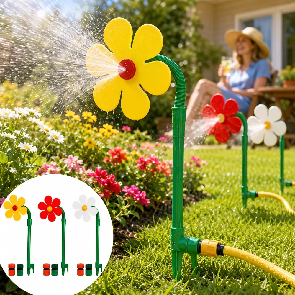 Daisy sprinkler, garden rotating sprinkler, fun flowers dancing on the lawn, garden watering device, Garden Water Sprinklers