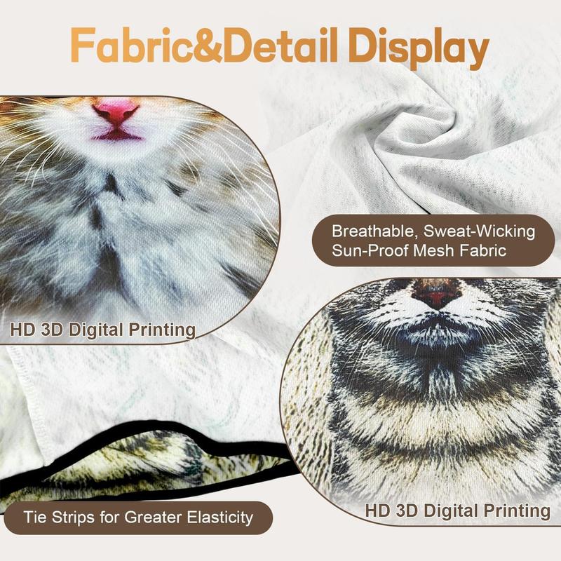 2 Pack 3D Cat Ski Mask with Ears Funny Animal Balaclava for Winter Sports Outdoor Activities Halloween Costumes Breathable Face Cover for Men Women