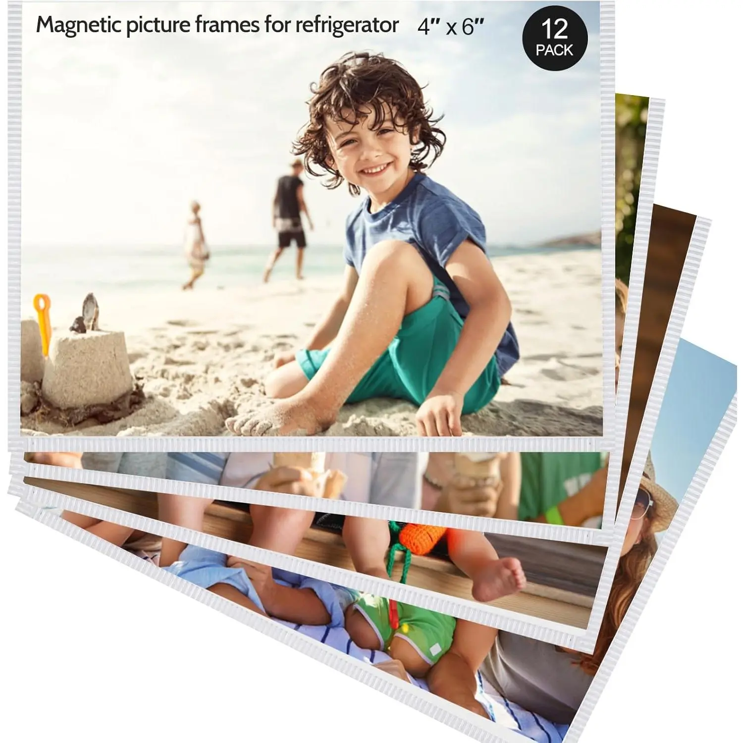 Picture Frame, 12 Pack  Frame ,  Photo Frames for Refrigerator 4x6” With White Border, Refrigerator  For Pictures Suitable , School, Office