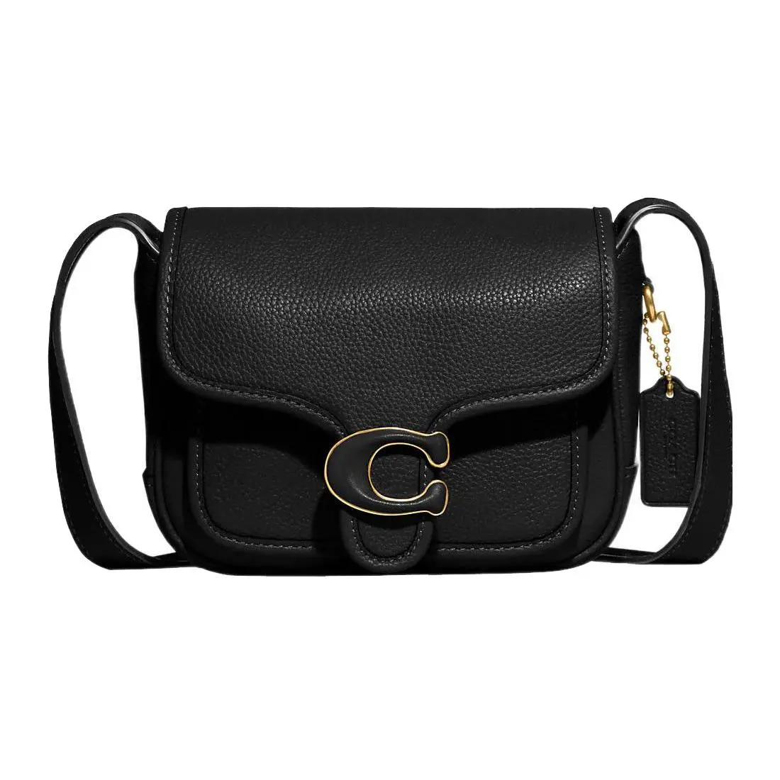 COACH Tabby 18 Solid Color Magnetic Snap Flap Crossbody Bag – Pebbled Leather and Premium Calfskin, Small Size for Women, Black