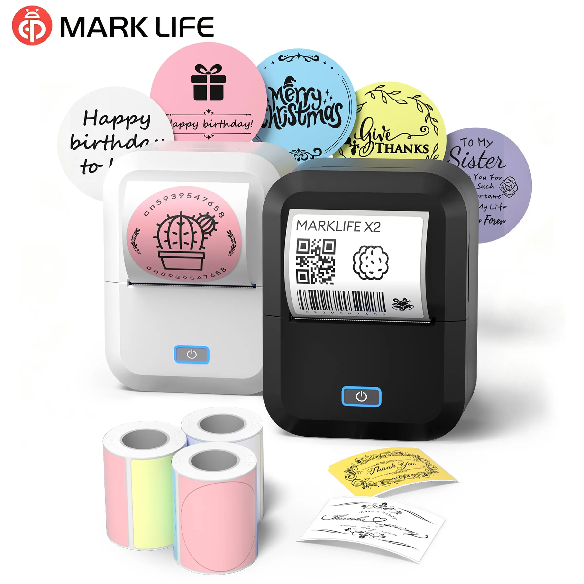 Marklife X2 Portable Thermal Printer, Wireless Bluetooth Multifunctional Printer For Office Tag Adhesive Sticker Labeling Machine Thermal Inkless Printer