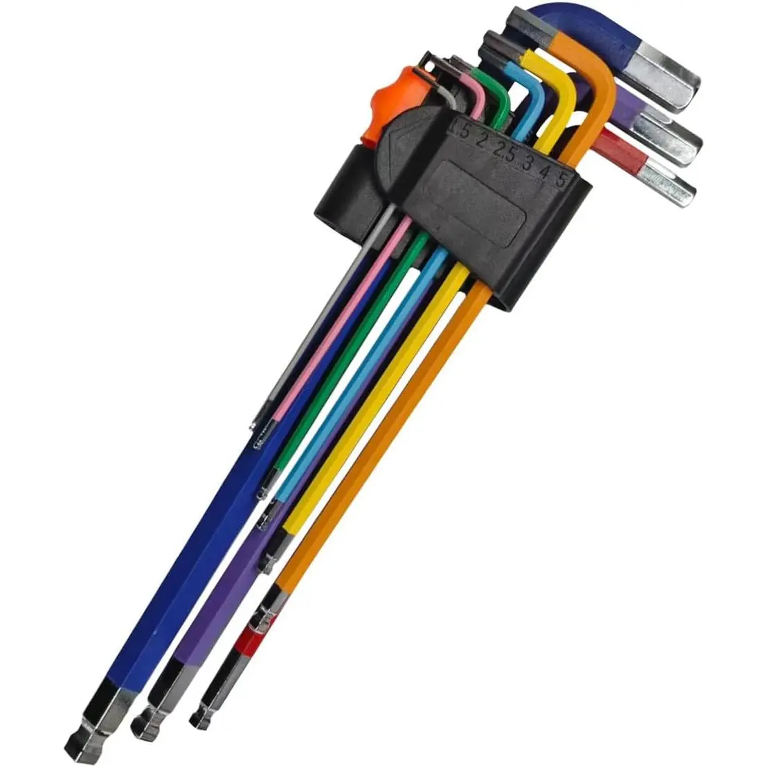 XL Metric Allen Key Set, 9-Count Alloy Steel 1.5-10MM Long Arm Ball & Flat Ends Wrenches with Color Coding for Mechanical Equipment Repairs & Disassembling