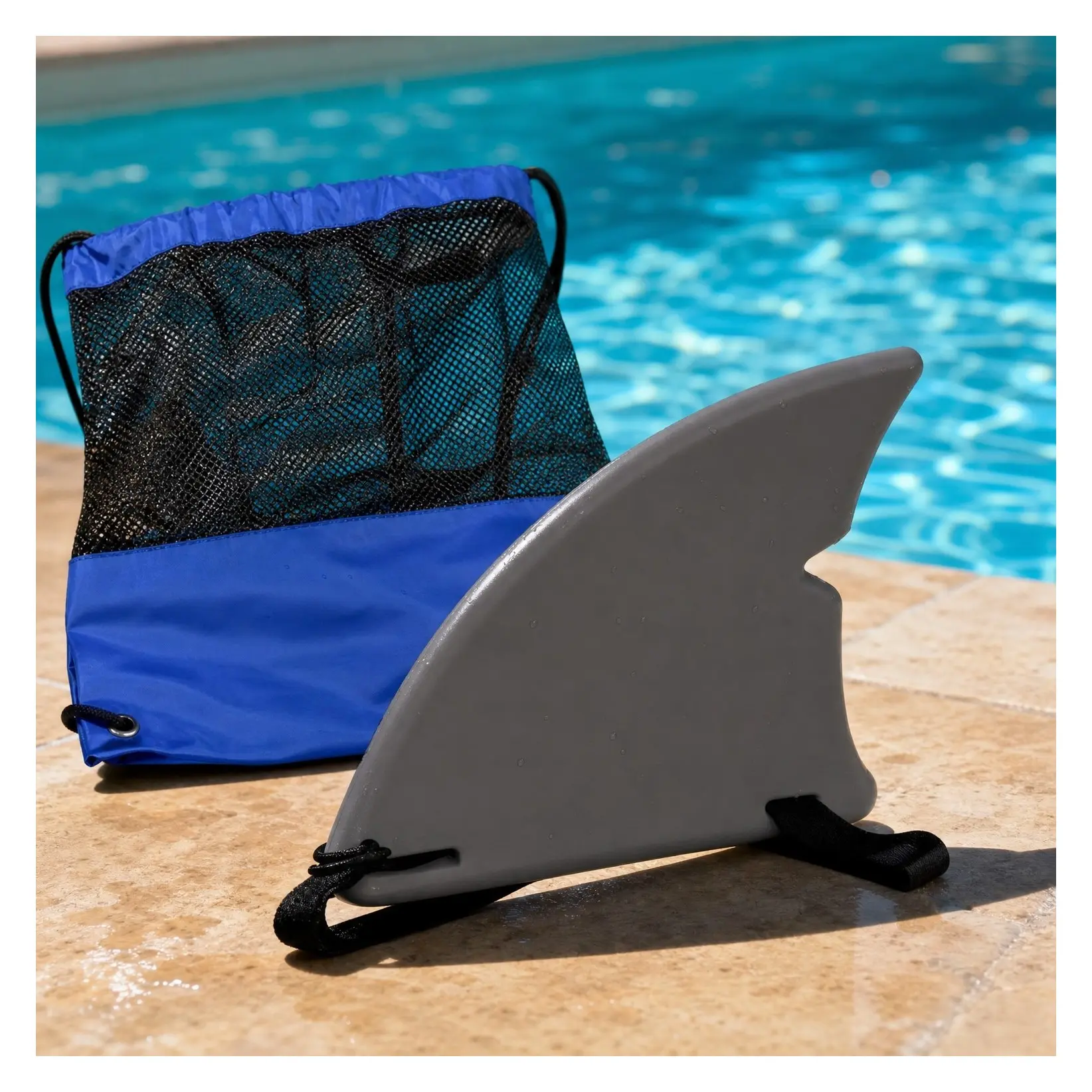Adjustable Shark Fin Swim Costume Accessory with Mesh Travel Bag, Wearable Straps for Pool Play & Dress-UpGift