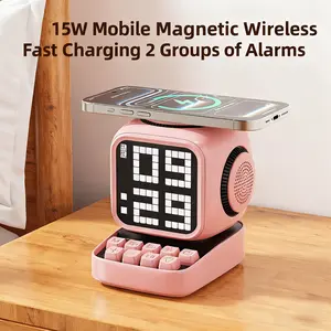 A Pixel Art Speaker Designed for Smart Sleep with White Noise, Featuring an AI Speaker with a Touchscreen LED Display That Shows Expressions And Responds to Voice Commands. It Has a Power Output of 15W, a 2600Mah Battery