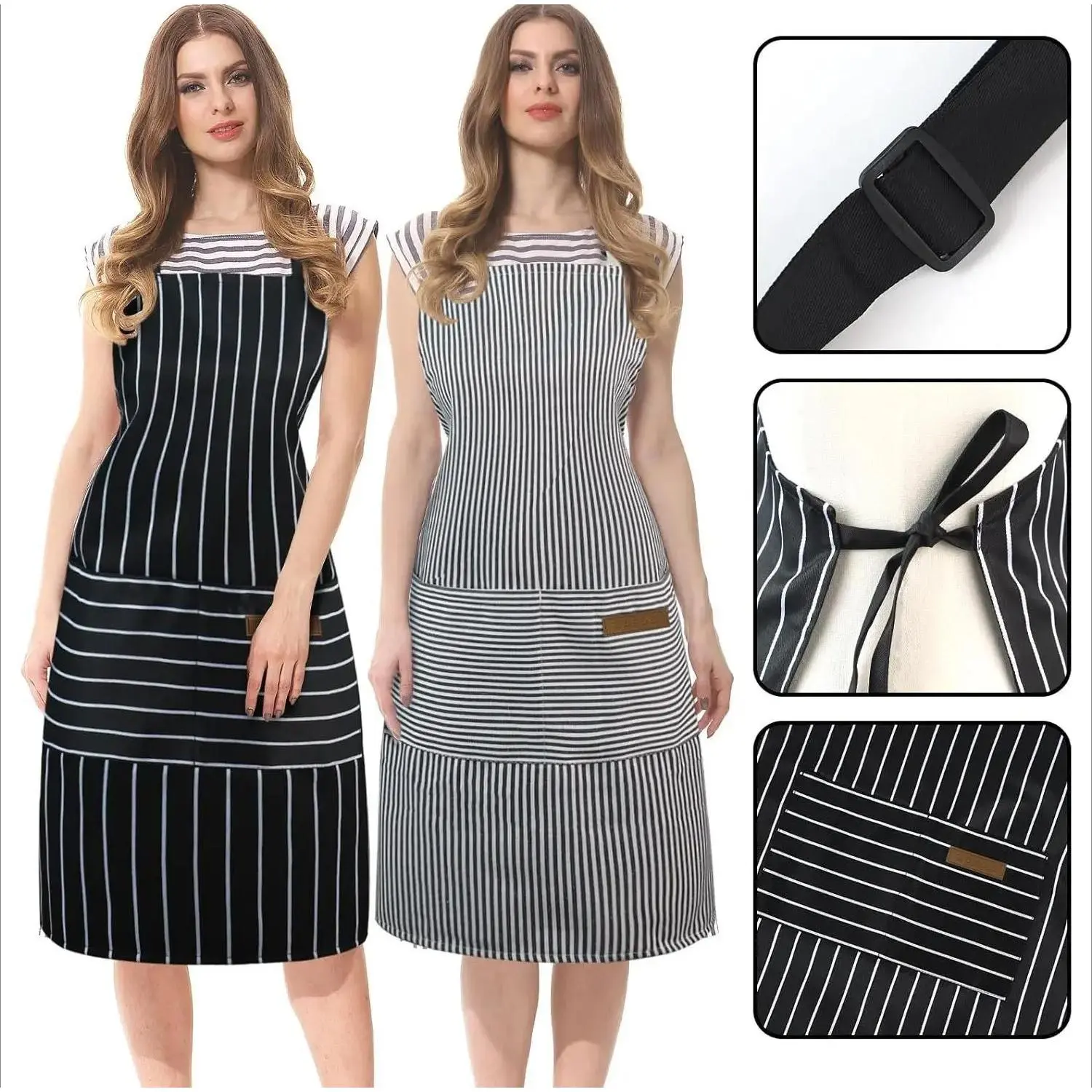 Adjustable Unisex Bib Kitchen Apron with Pockets – Multicolor Chef Cooking Apron for Women & Men, Durable Stain-Resistant Grilling & Baking Apron, Perfect for BBQ, Crafts, and Daily Cooking