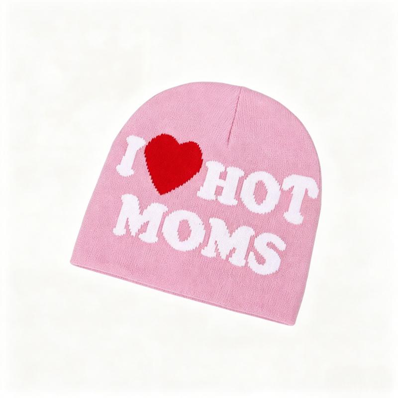 Beanie with letter jacquard pattern