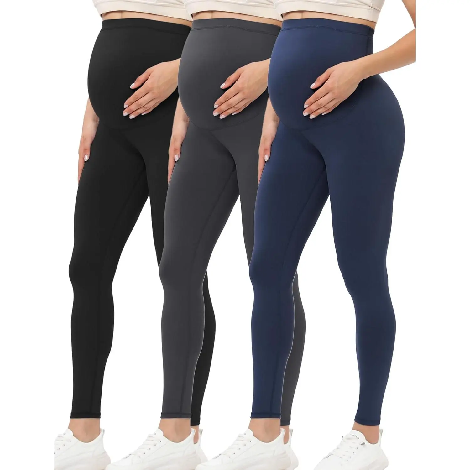 Women's Over-the-Belly Leggings - Tall Cut Pregnancy Wear for Yoga, Workout, Postpartum Maternity Clothing (New Model), Over Belly, Safe Materials