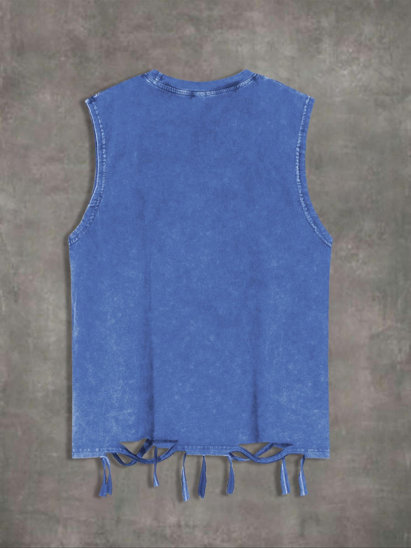 Men's Graphic Print Tank Top, Casual Street Sleeveless Round Neck Top for Summer, Men's Clothes for Daily Wear, Sleeveless Tank Tops, Cotton