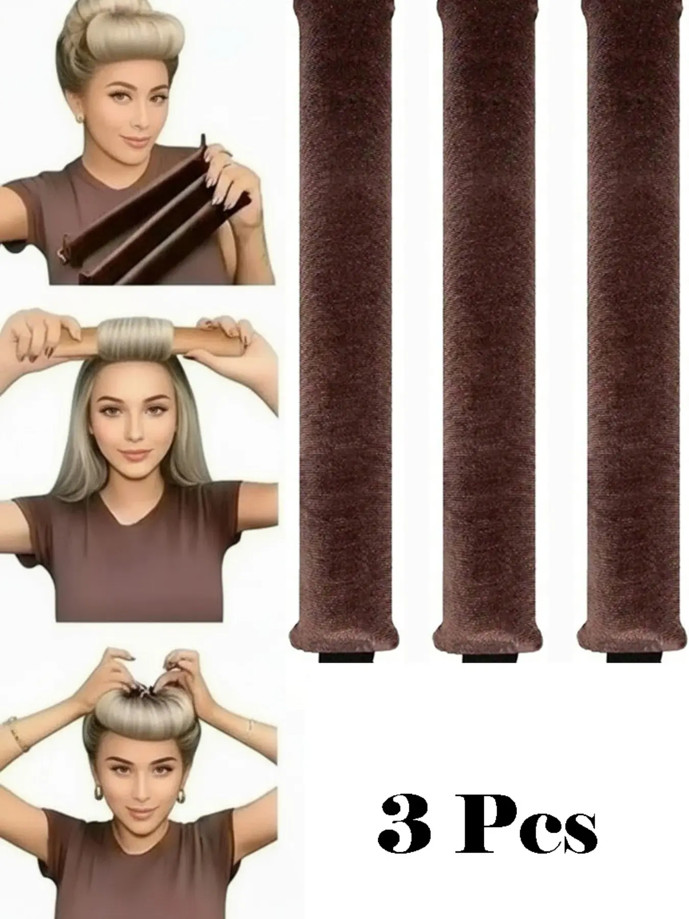 3 Counts Hair Rollers Set, Satin Heatless Curling Kit, Soft and Durable, Perfect for Sleeping at Home, Overnight Heatless Curls