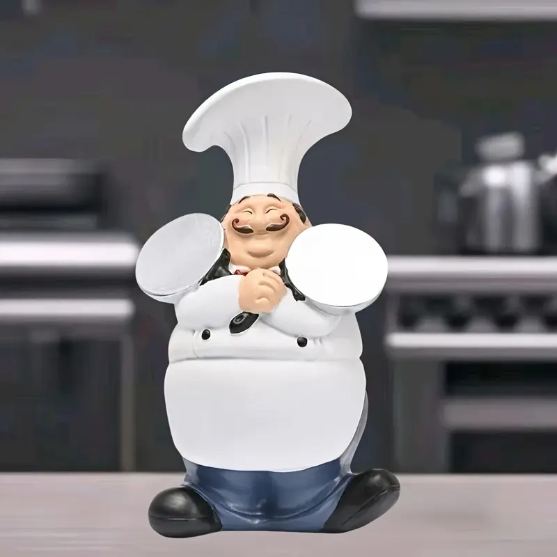 Cute Chef Doll Ornament for Kitchen, Resin Chef Ornament, Cute Chef Ornament, Kitchen Ambience Ornament, Stylish Decorative Functional Ornament for Home, Restaurant and Cafe