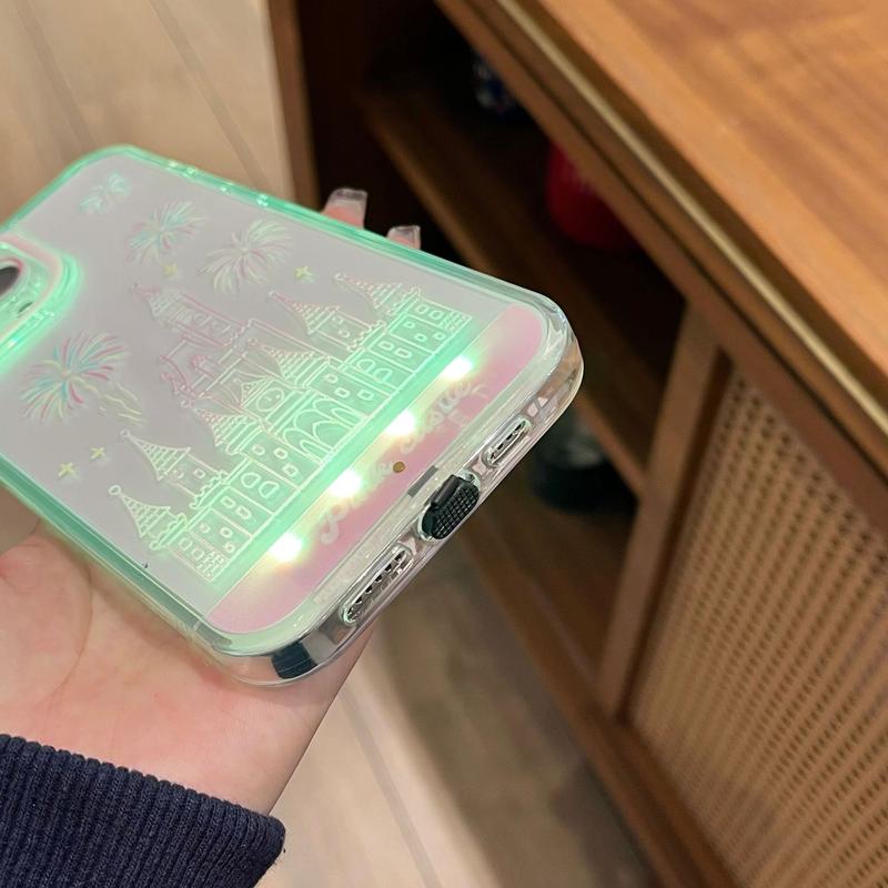 LED Fantasy Castle Fireworks Phone Case, Compatible with iPhone 11/12/13/14/15/16/17 Pro/Pro Max/Plus, Stylish Protective Cover, Unique Design for Daily Use, Protective Casing