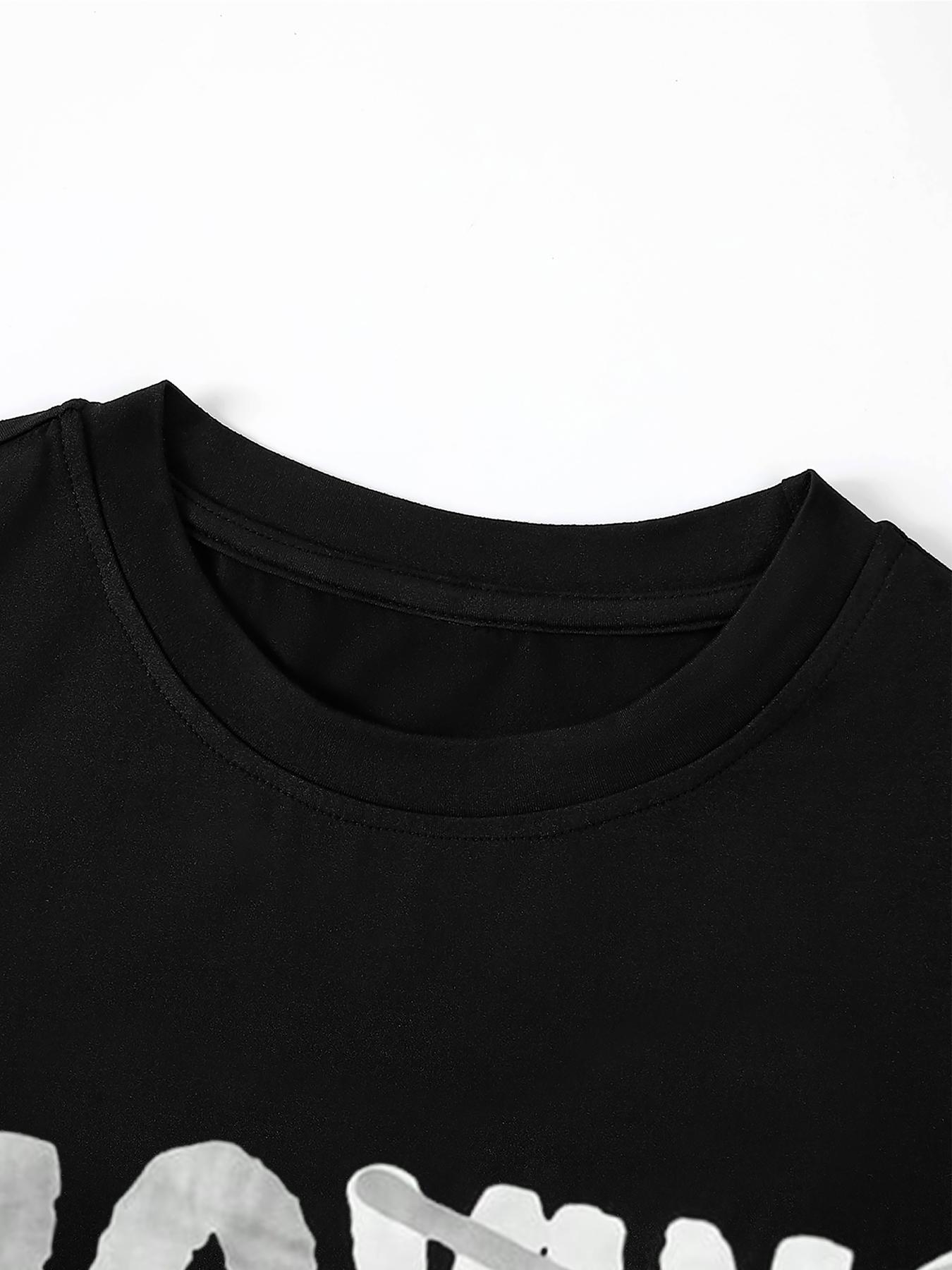 Men's and Women's Short Sleeve T-Shirt with Letter Character Print, Stylish Casual Fit Summer Tee for Youth, Versatile American Trendy Style