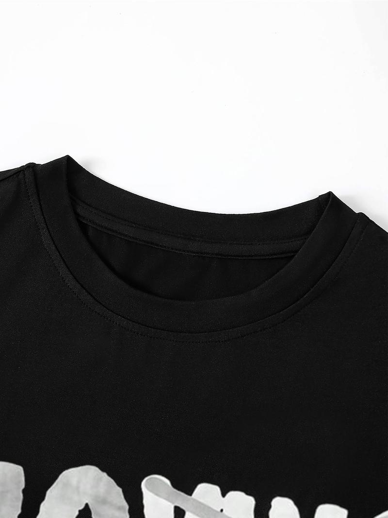 Men's and Women's Short Sleeve T-Shirt with Letter Character Print, Stylish Casual Fit Summer Tee for Youth, Versatile American Trendy Style