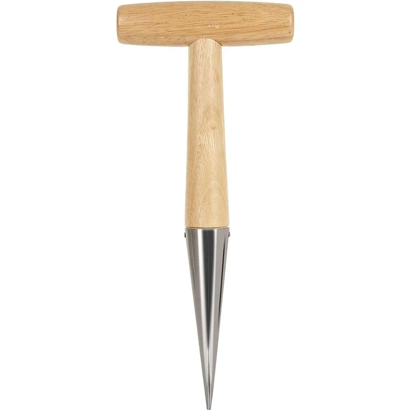 Hand Dibber Stainless Steel Sow Dibbler with Wooden Handle Garden Hole Punch Dibbler Tool for Planting Flowers Tulips, Transplanting Plants,Transplanting Seedling (Garden Dibbler)