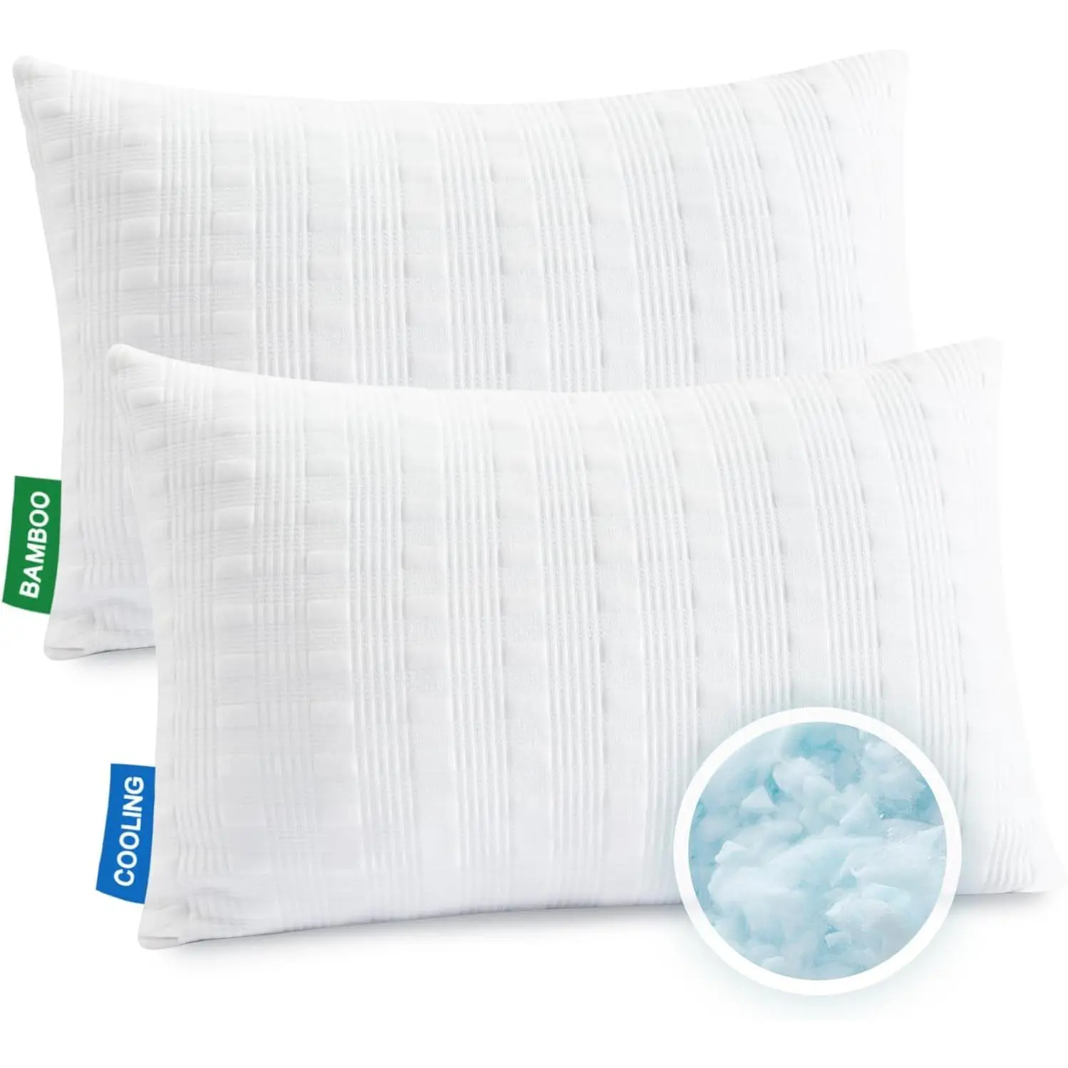 Cooling Pillows for Sleeping  Size Set of 2,Shredded Memory  Bed Pillow with Pillow Case-Double Sided Material,Adjustable Loft  Pillow for Side &  Sleeper-Medium Firm
