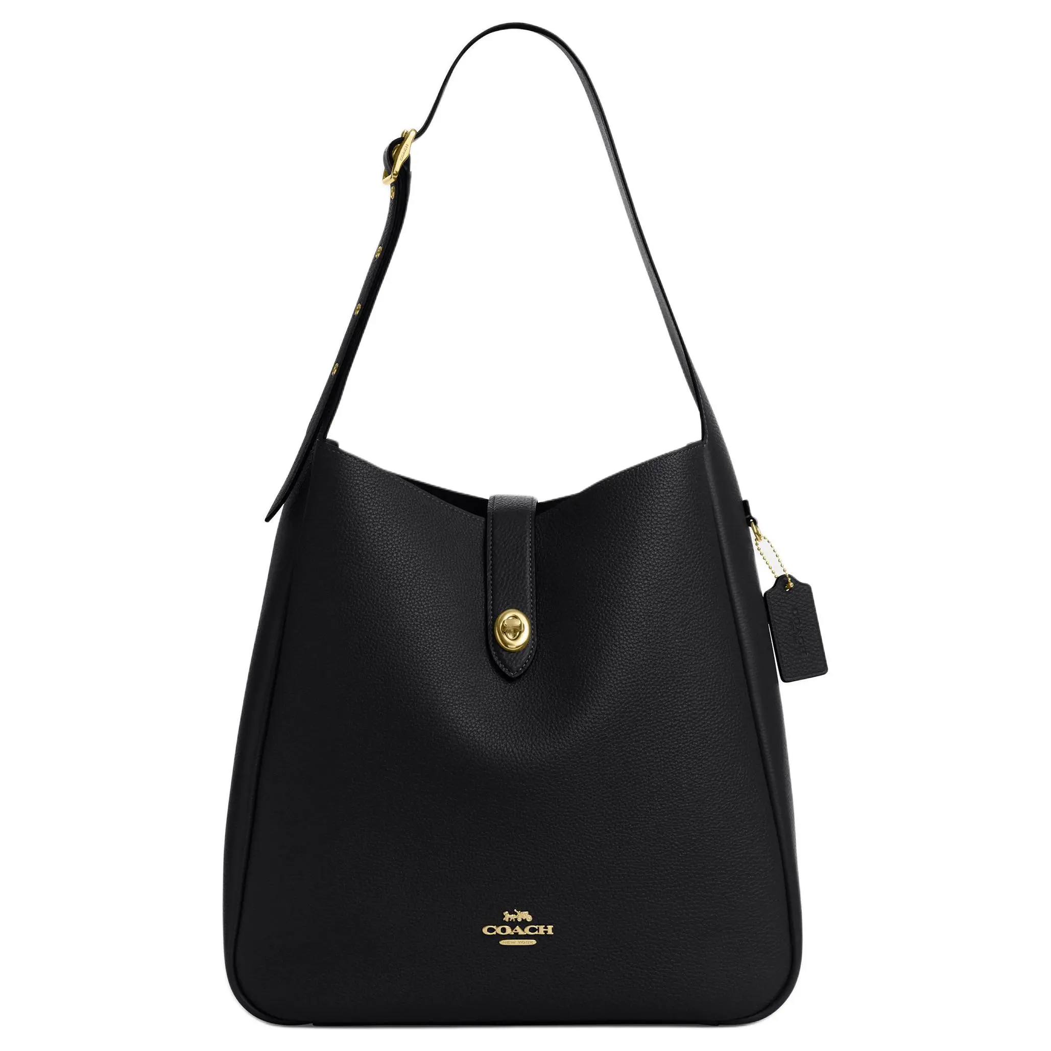 COACH Hadley 34 Satchel Handbag for Women – Gold-Tone Hardware, Full-Grain Leather, Large Size, Black