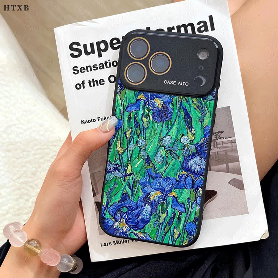 Artistic Oil Painting Plant Case for iPhone 17 Pro Max 17Air 17 16E 16 15 14 13 12, Ultra Skin-Friendly TPU, All-Inclusive Glass Lens Protection, Aesthetic Botanical Floral Gift, Trendy Dopamine Ins Style Cover, Shockproof Slim Case, Lens Window