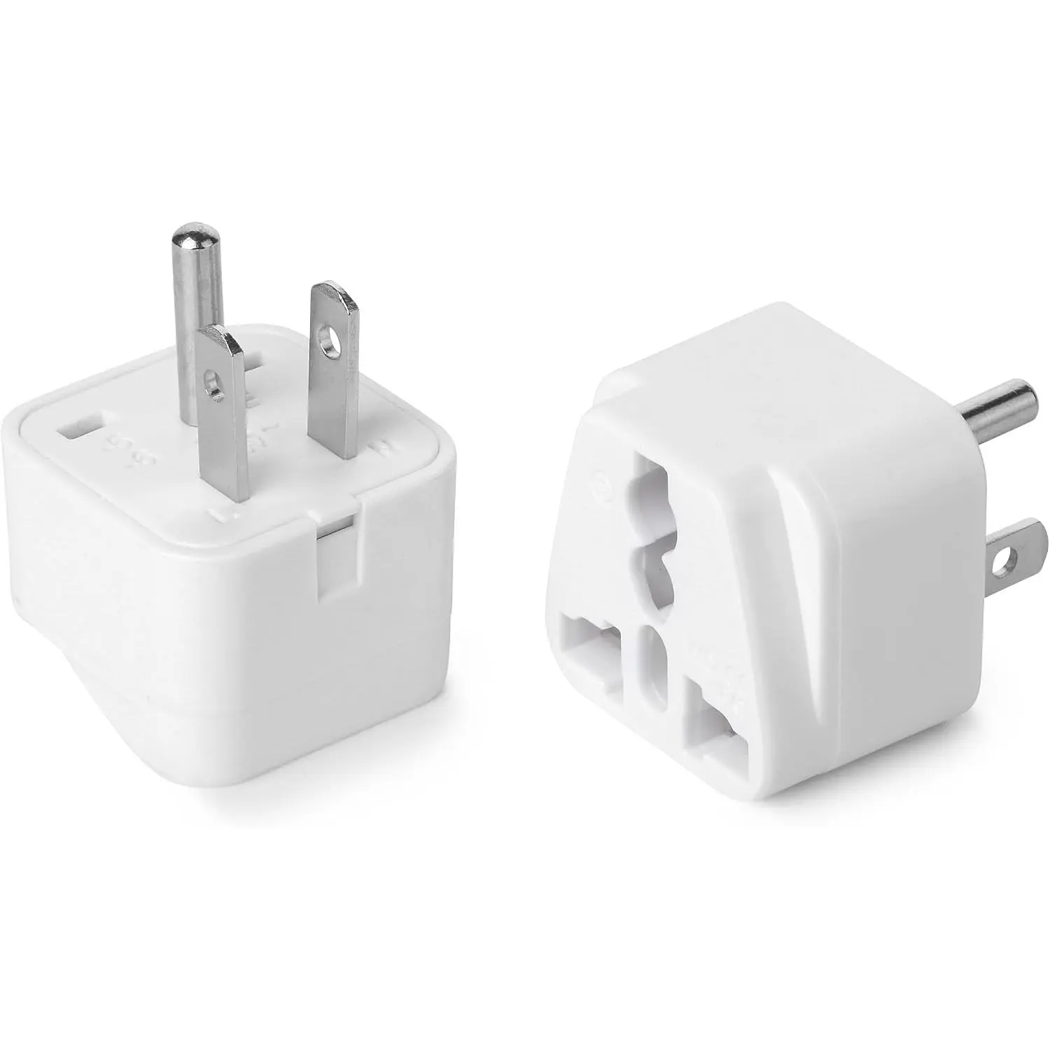 2-Pack Small Travel Adapter Plugs, Converts EU UK AU Asia Plugs to Type B Electrical Outlets, Durable Multi-Use for Laptops, Tablets, Speakers, Fits Tight to Devices