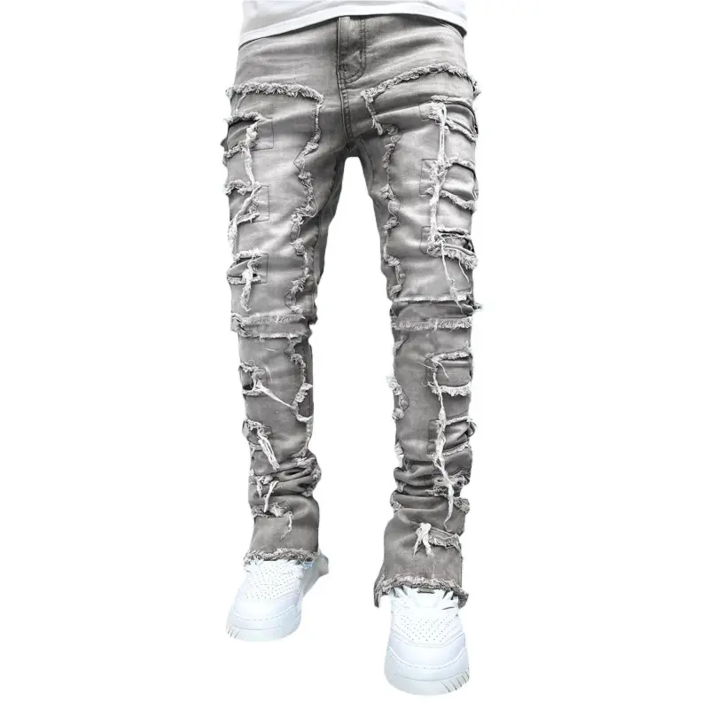 New Arrival Fashion Patch Straight Denim, Elastic for MenCK3001