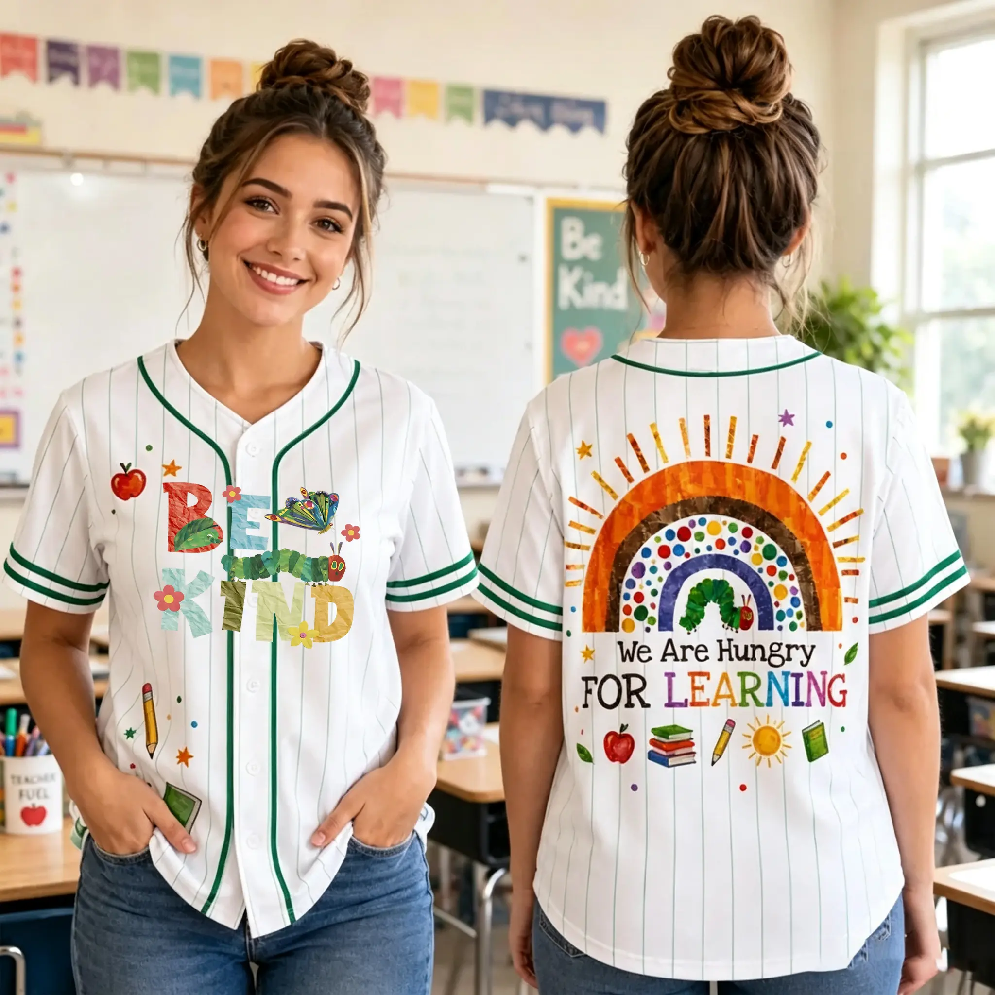 Teacher Baseball Jersey, We Are Hungry For Learning Shirt, Educator Uniform, Back to School Rainbow Outfit, Teacher Gift #   TikTokMadeMeBuyIt #   TikTokShop #   back to school #   Teacher Gift