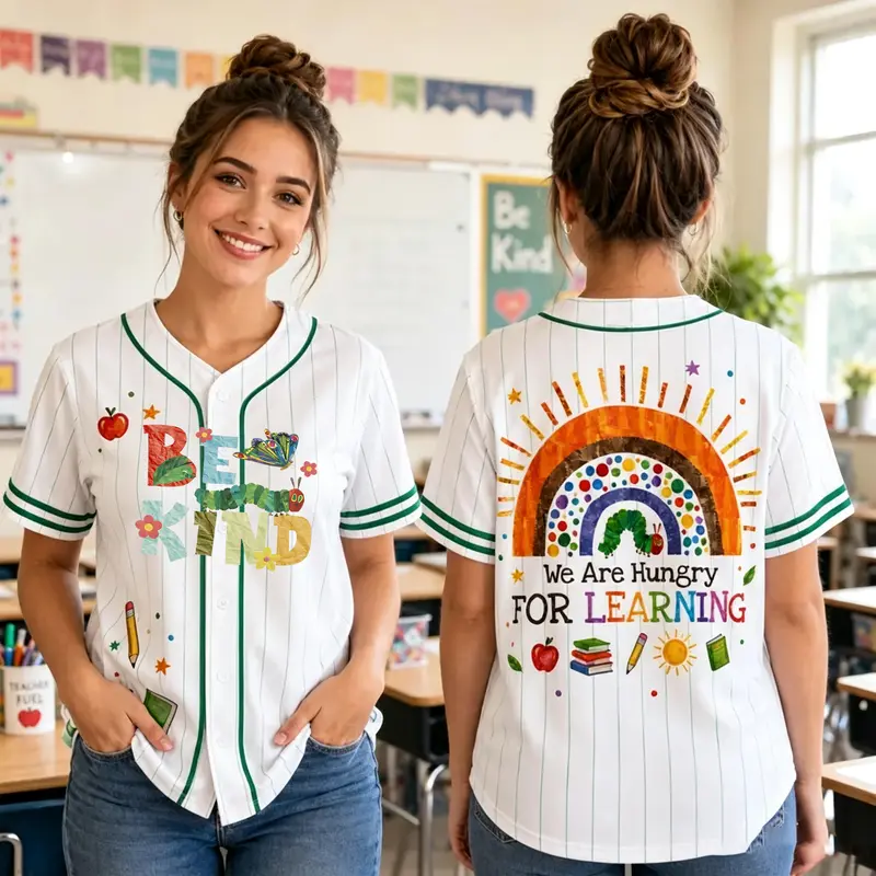 Teacher Baseball Jersey, We Are Hungry For Learning Shirt, Educator Uniform, Back to School Rainbow Outfit, Teacher Gift #   TikTokMadeMeBuyIt #   TikTokShop #   back to school #   Teacher Gift