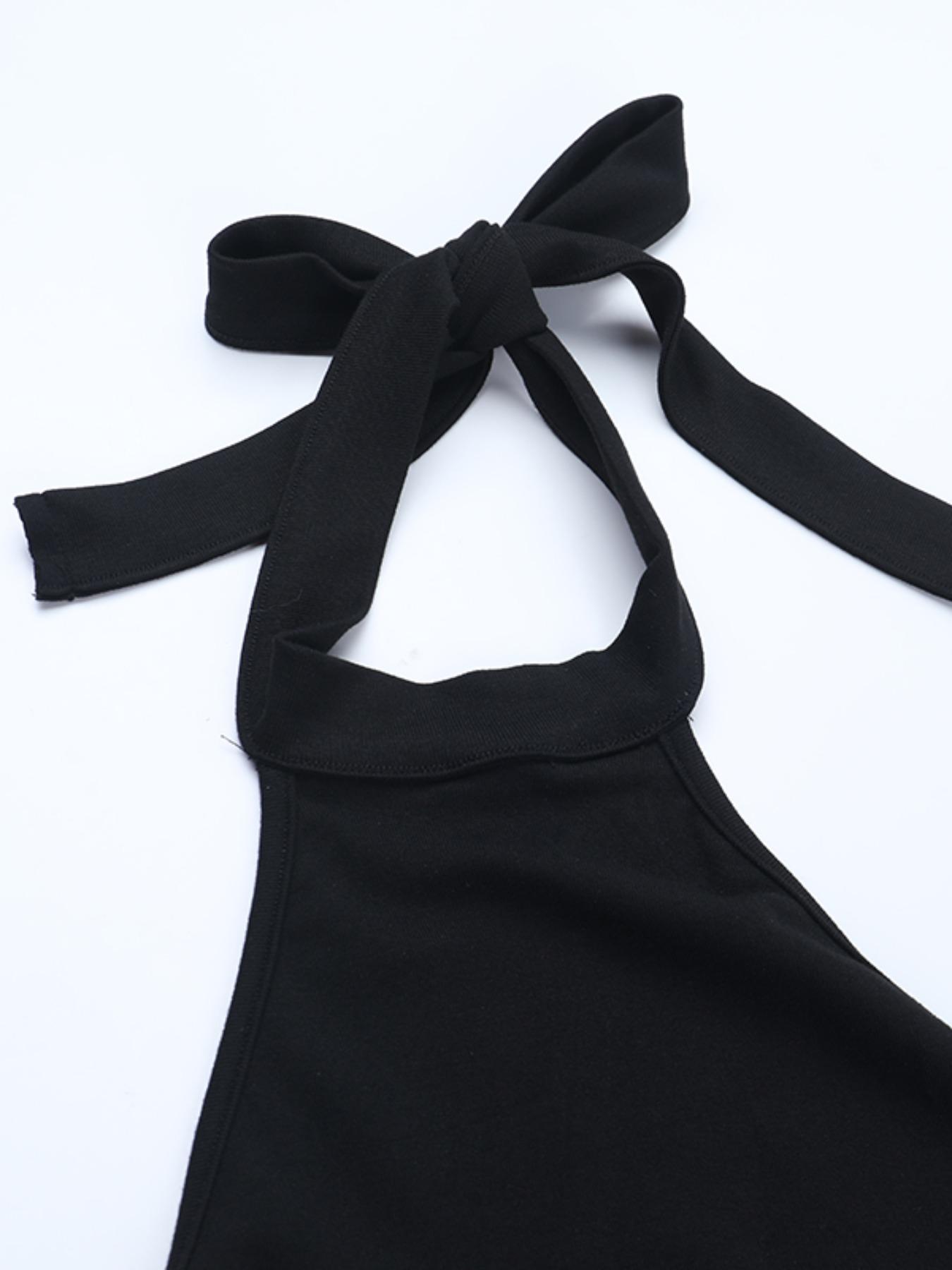 Women's Solid Backless Halter Tank  Top, Chic Casual Sleeveless Top for Summer, Women's Clothing for Daily Wear