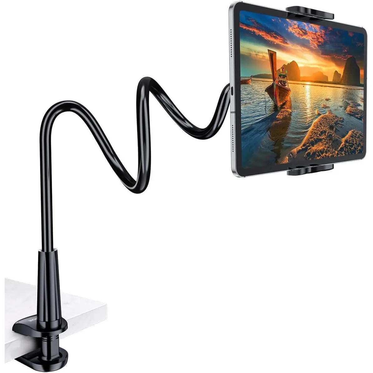 Gooseneck Phone Holder - 1m Aluminium Alloy Overhead Mount for Bed & Desk, 360° Adjustable Clip Stand Fits 4.7-10.5 Inch Mobile Phones